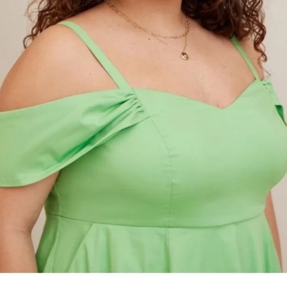 Disney Tinkerbell Stretch Poplin Off Shoulder Dress - Picture 4 of 6